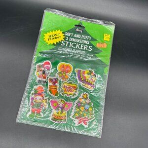 Vintage Fun World Soft Puffy 3D Christmas Stickers 1980s Neon Kitsch Taiwan READ